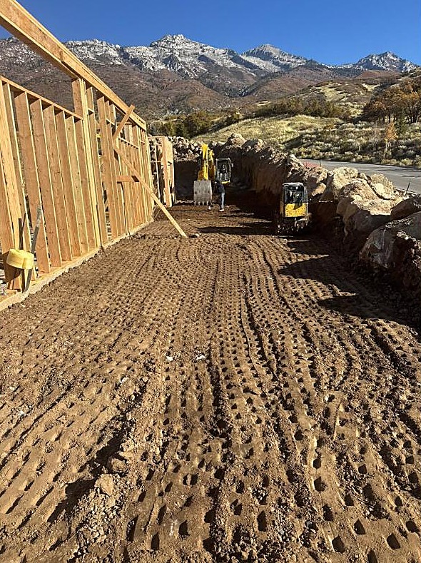 Residential grading against the Wasatch mountains